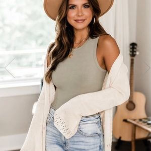 Fringe Cream Cardigan